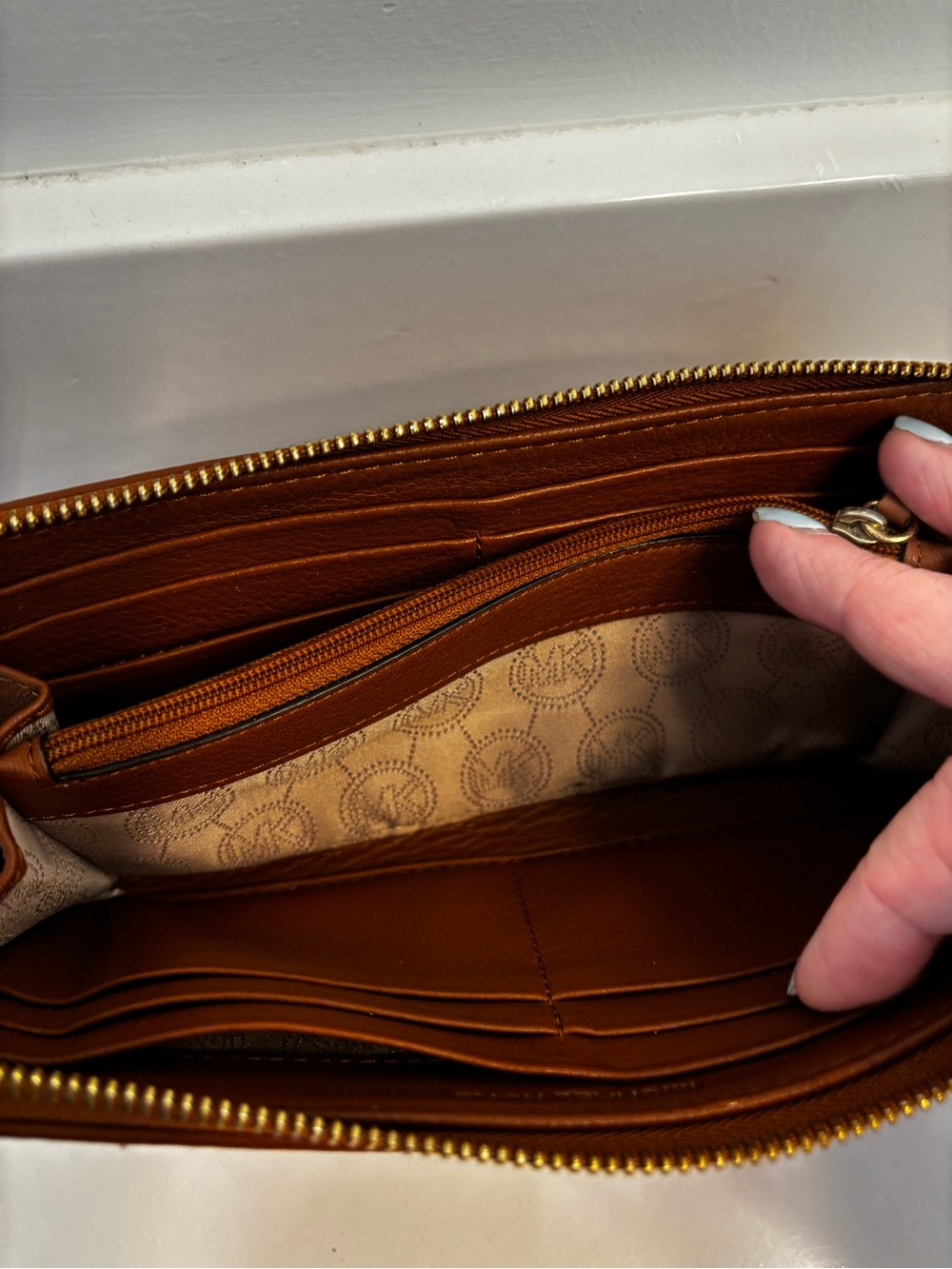 Michael Kors Brown Zip-Around Wallet with Gold Hardware - Picture 8 of 10